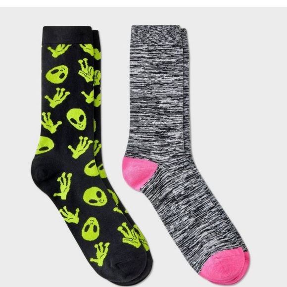 Target Other - Men's Alien Print Crew Socks 2pk - Original Use™ 6-12